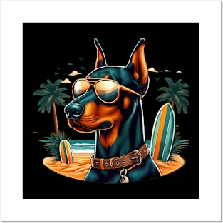 Funny Doberman with Sunglasses Posters and Art